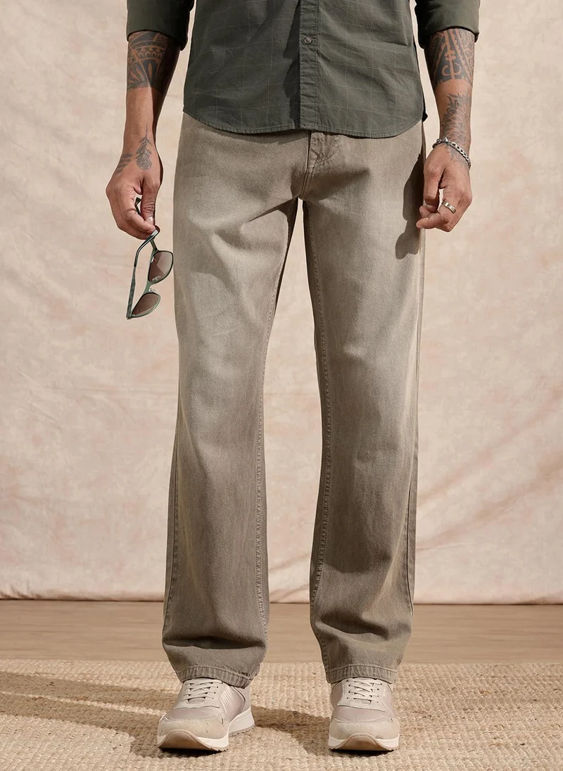 Solid Anti Fit Jeans  | Khaki